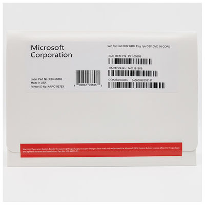 Operating System Windows Server 2022 Datacenter Key 64 Bit DVD OEM Version