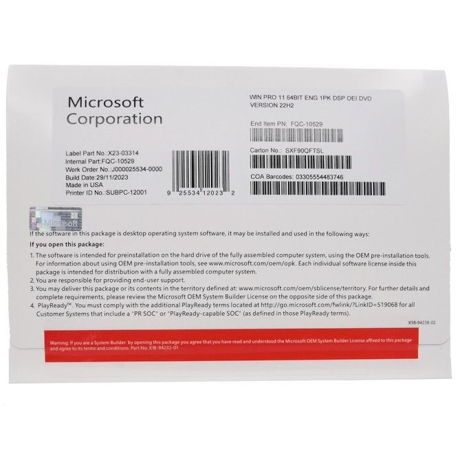 Windows 11 Pro English DSP OEM With License Key - Genuine, Bulk-Friendly, & Instant Activation