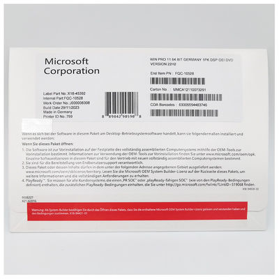 Officiële Microsoft Windows 11 Pro Duitse DVD OEM System Builder 64-bits Licentie voor professioneel gebruik