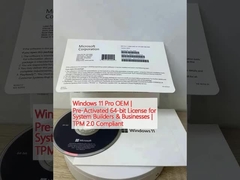 Windows 11 Pro OEM. Voorgeactiveerde 64-bits licentie voor systeemontwikkelaars en bedrijven. TPM 2.0 compliant.